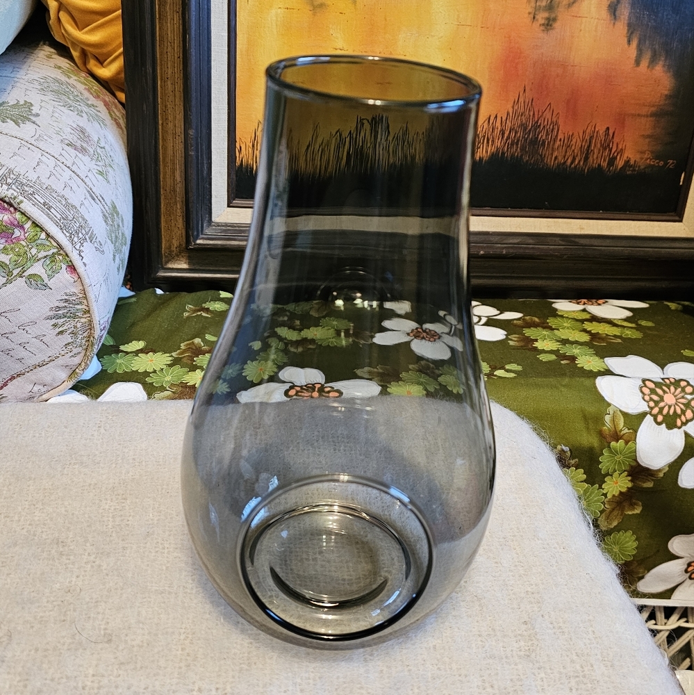 Vintage MCM Smoked Glass Terrarium